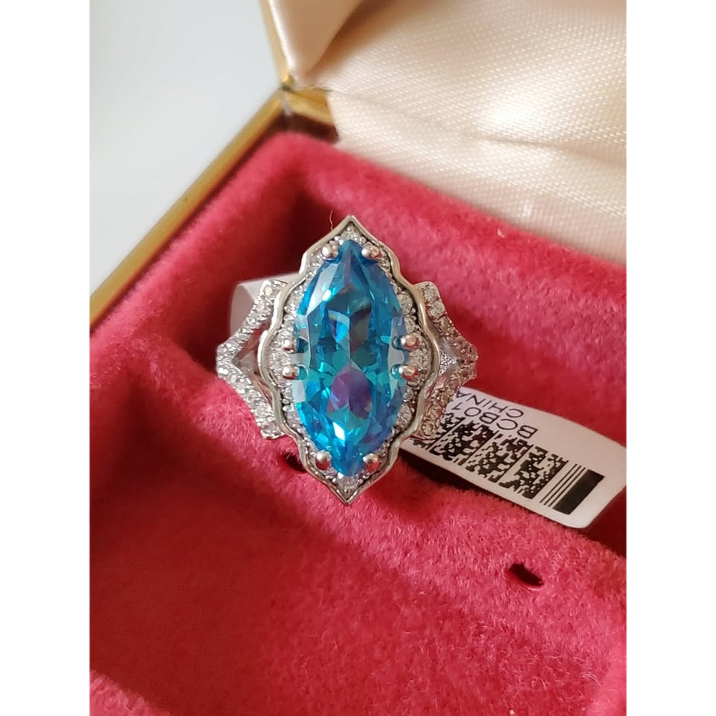 Blue Marquise Stone Sterling Silver Ring