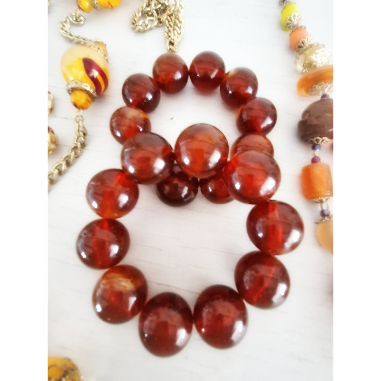 Vintage Chunky Faux Brown and Amber Jewelry Lot 2.0