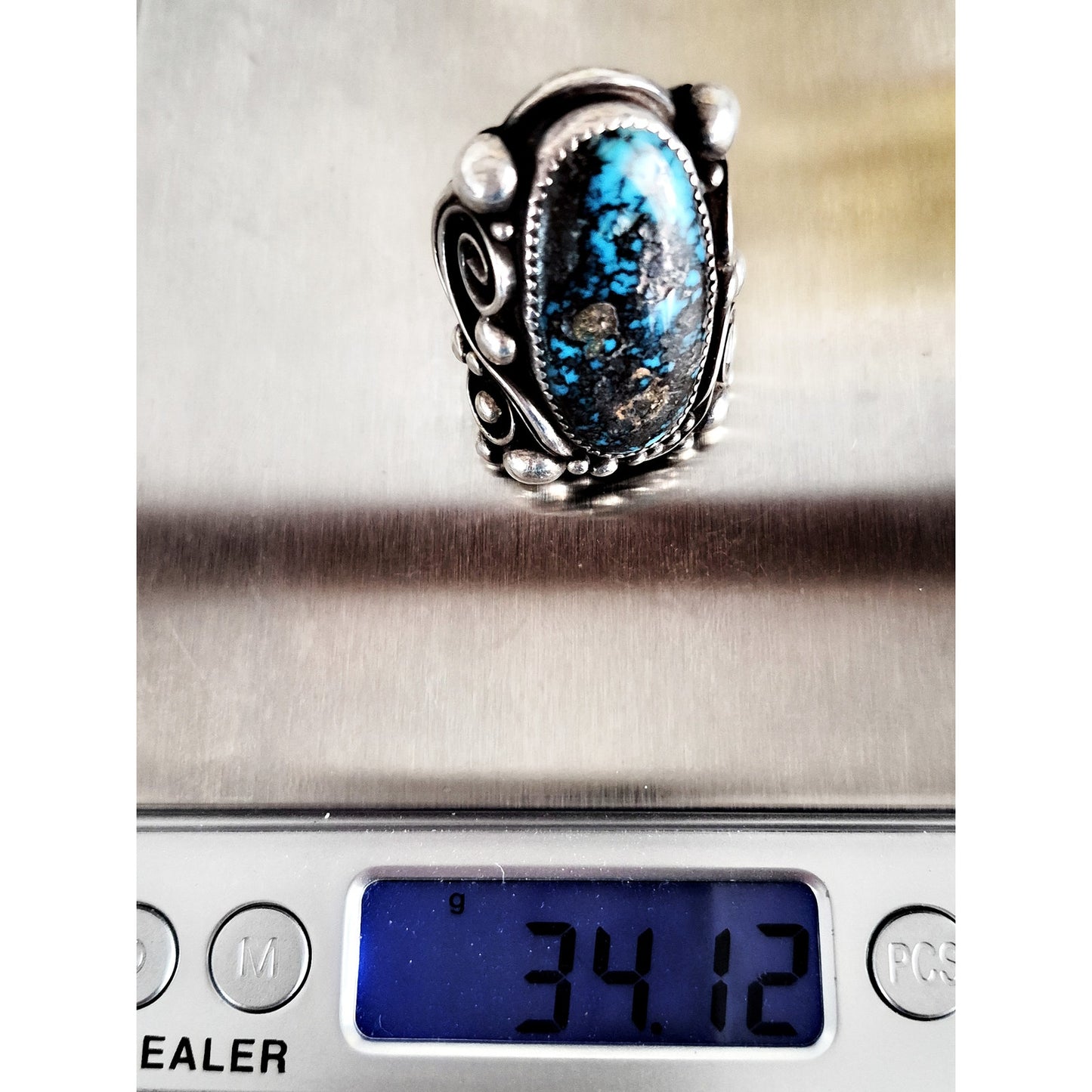 Vintage Lorenzo Bill Navajo Sterling Silver Turquoise Men's Ring