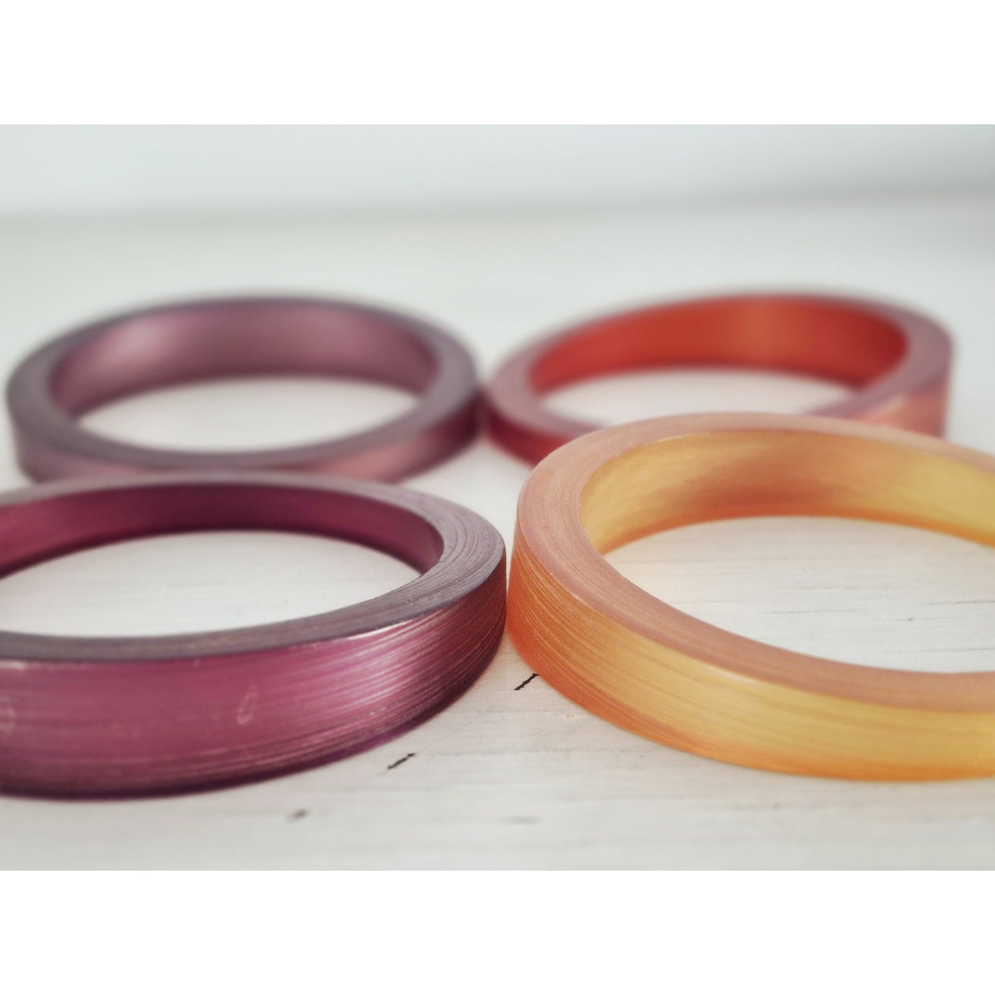 Vintage Lot of 4 Brushed Frosted Lucite Bangles