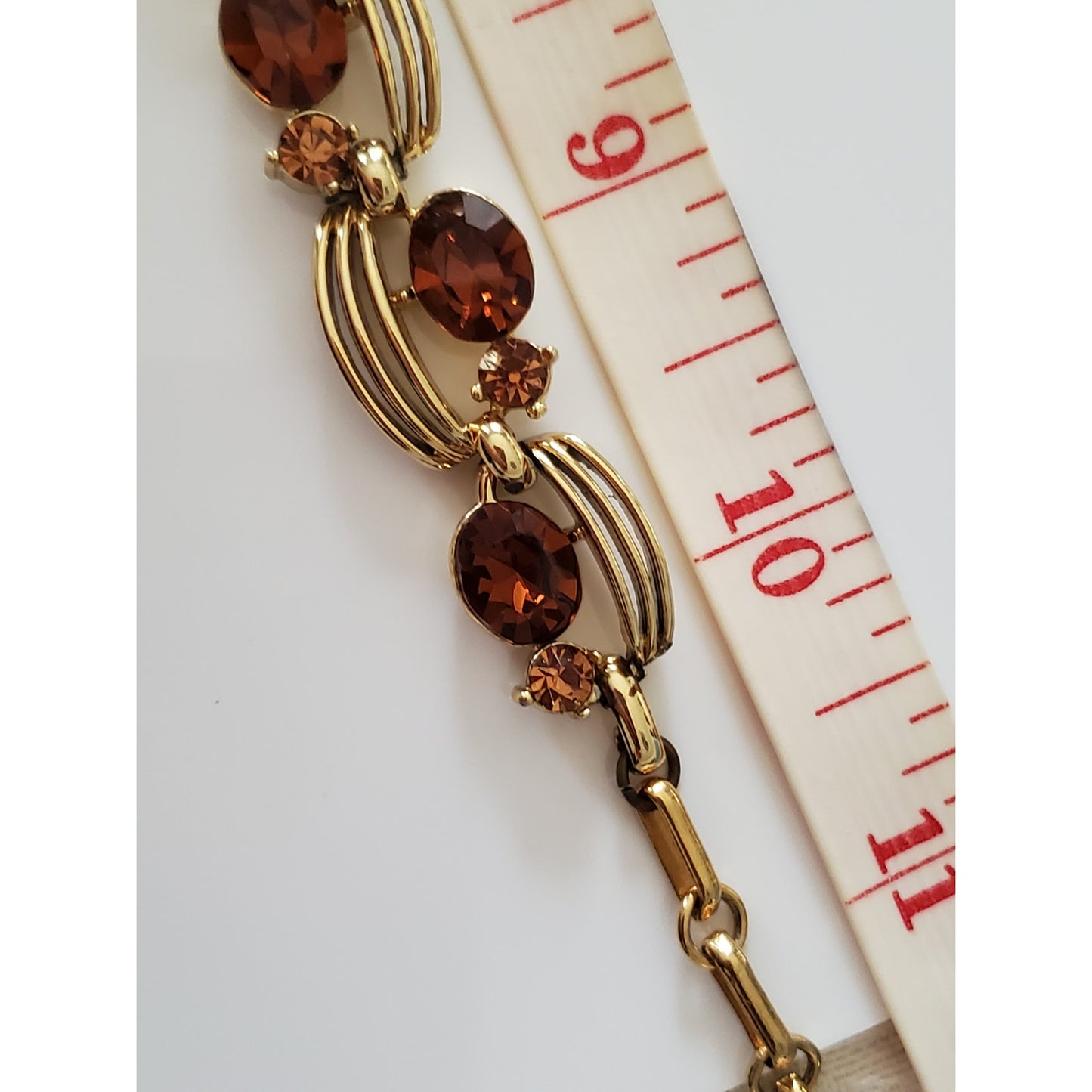 Vintage Amber Brown Rhinestone Choker Necklace by Lisner