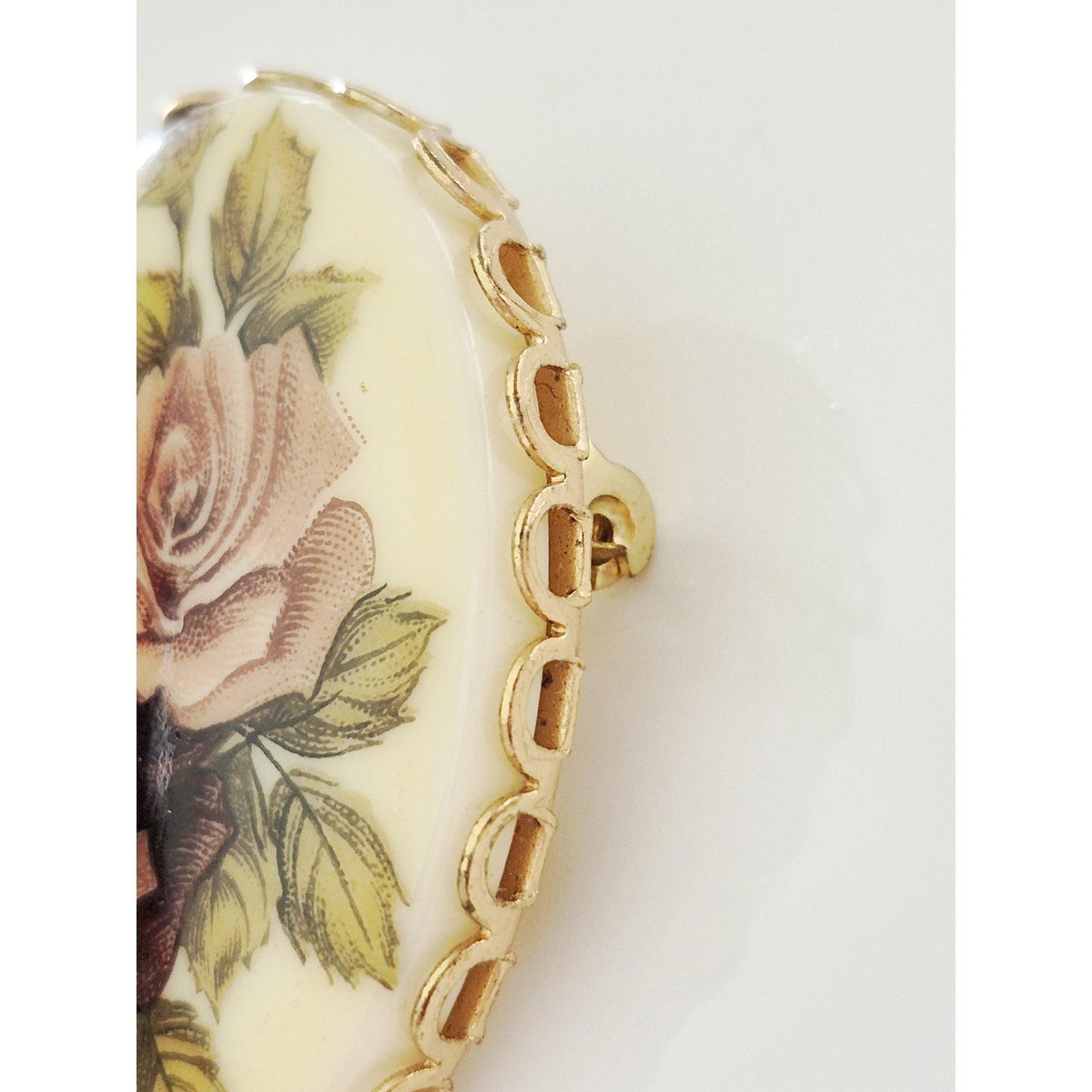 Vintage Blush and Burgundy Rose Brooch