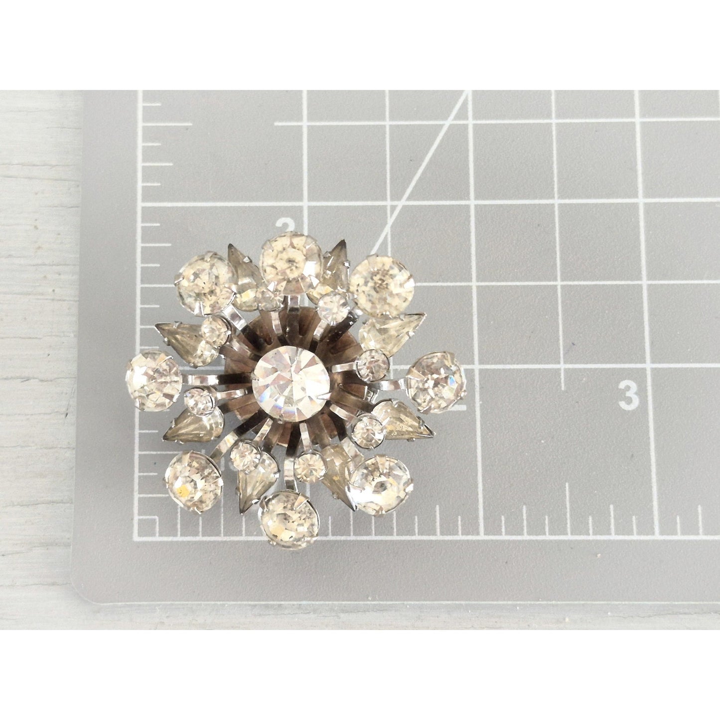 Vintage Mid-Century Starburst Rhinestone Brooch
