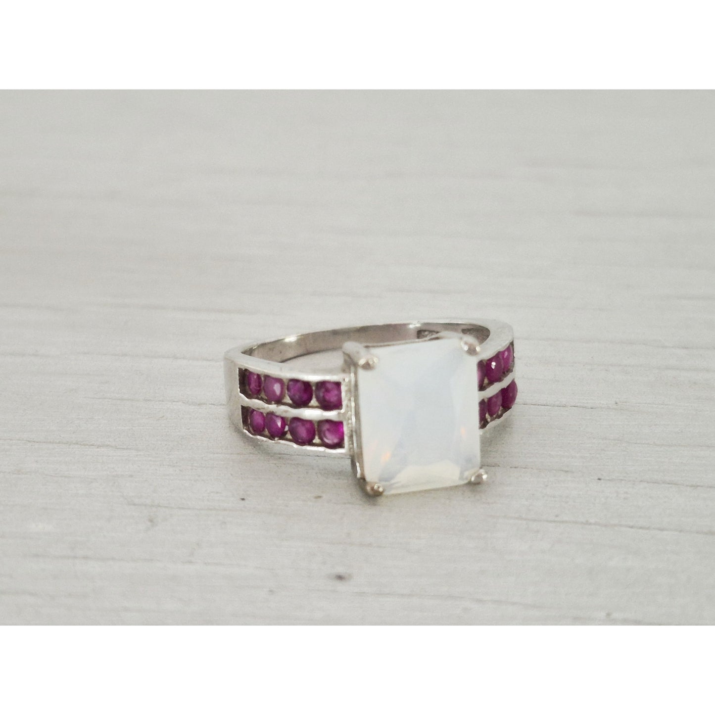 Sterling Silver Opal Ruby Ring