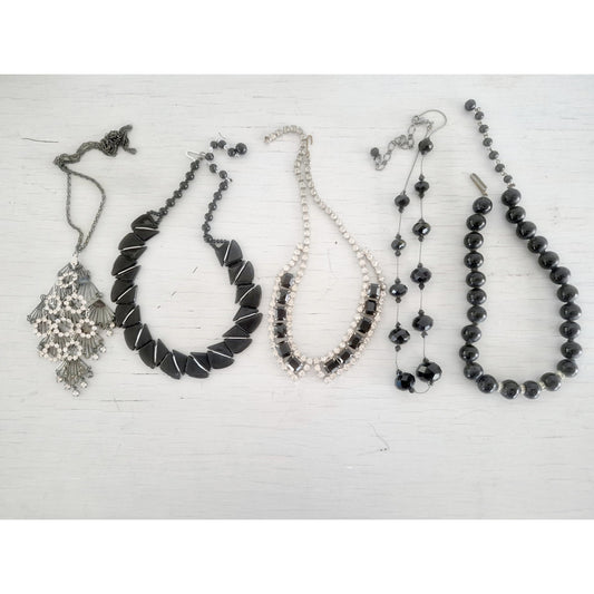 Vintage to Modern Black and Silver Jewelry Lot