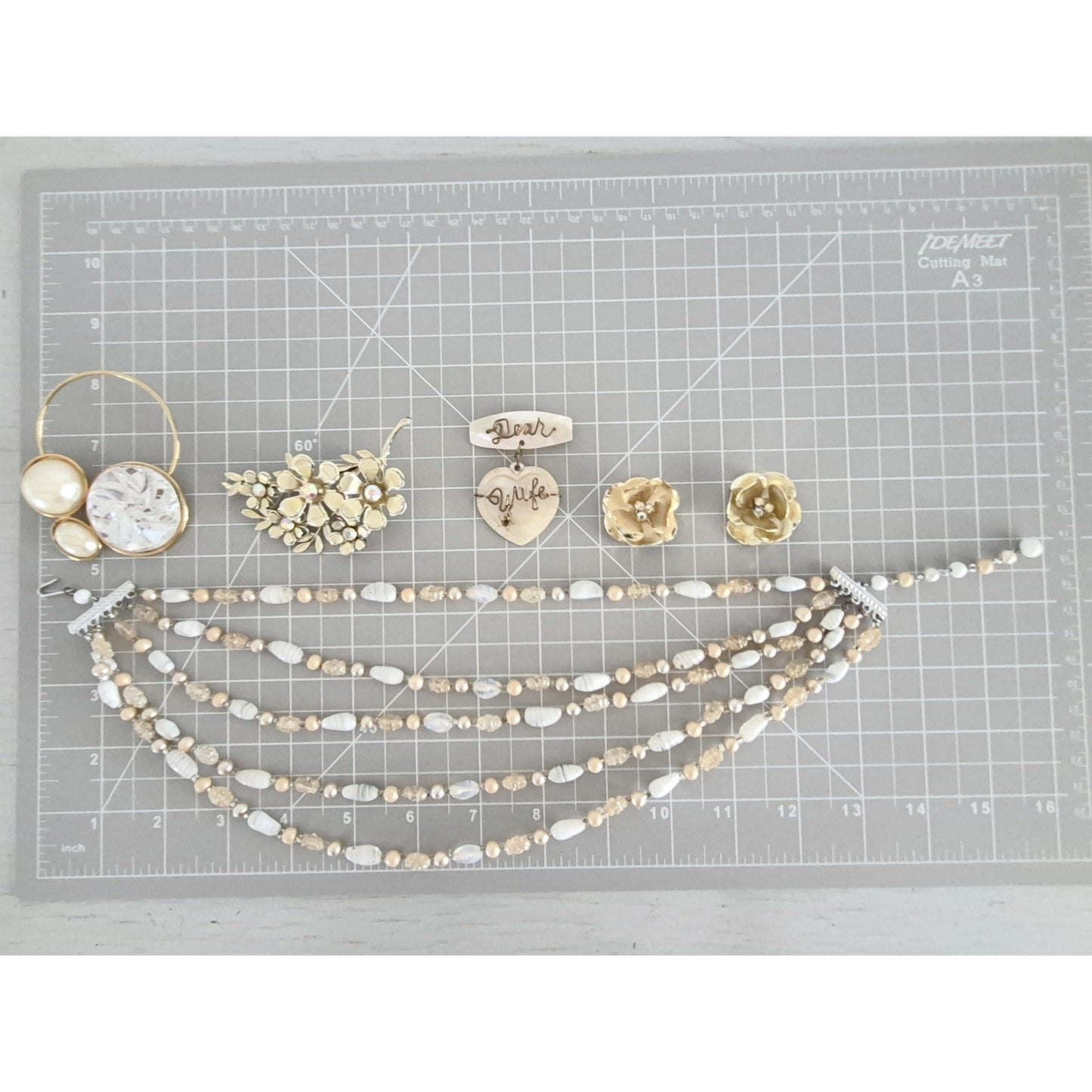 Vintage Gold and Cream Jewelry Lot