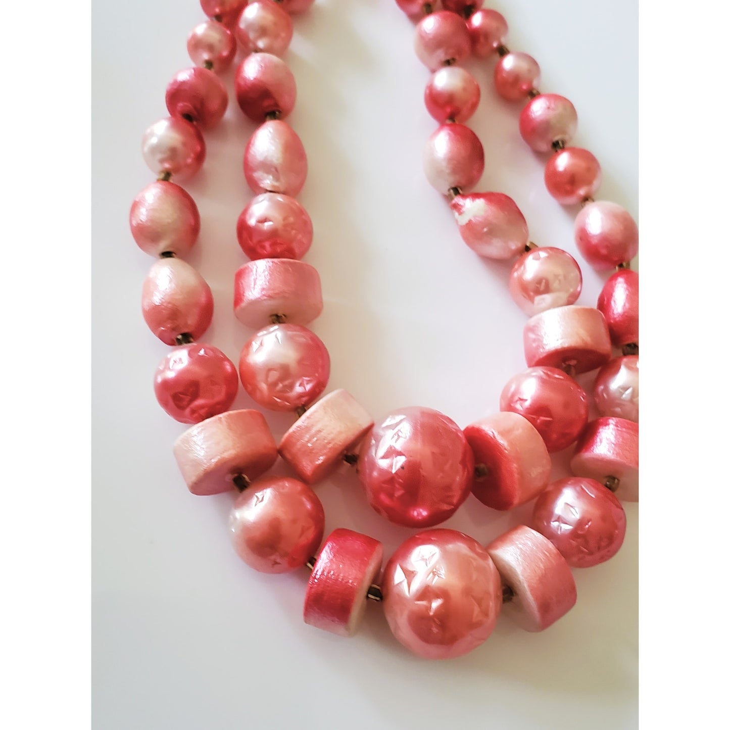 Vintage Pink 2 Tier Beaded Necklace