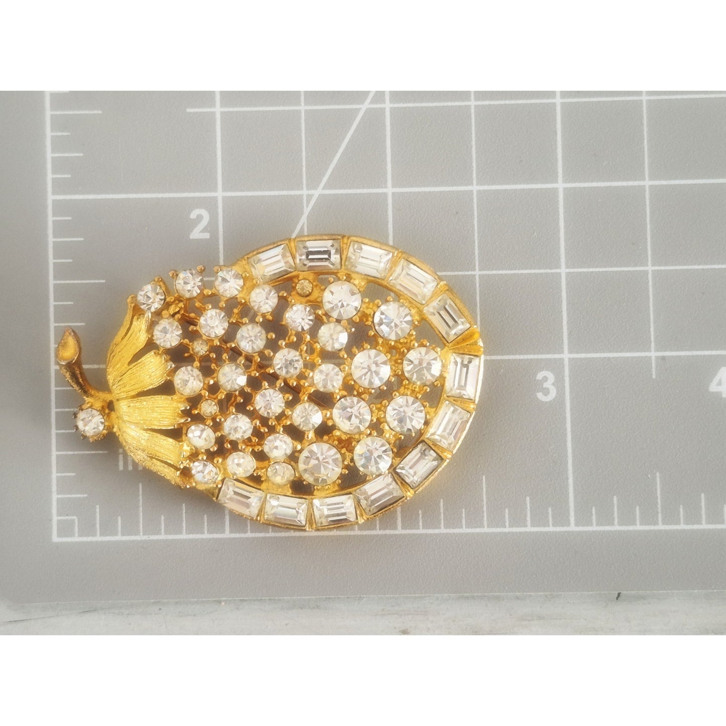 Vintage Large Berry Top Designer Rhinestone Brooch Pin