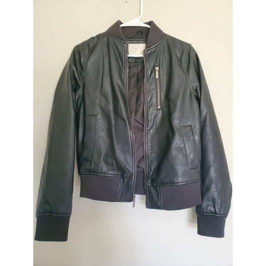 Black Leather Bomber Style Jacket
