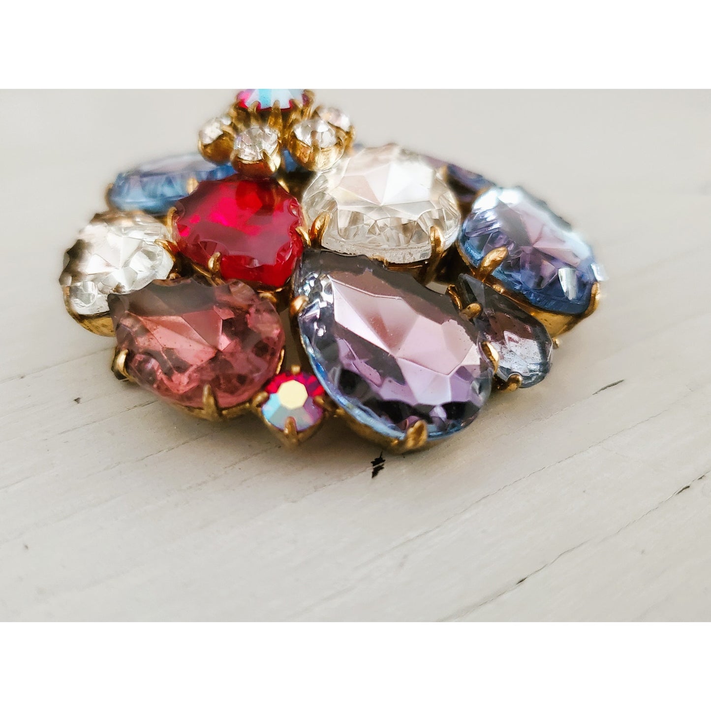 Vintage Antique Rare Germany Glass Rhinestone Brooch