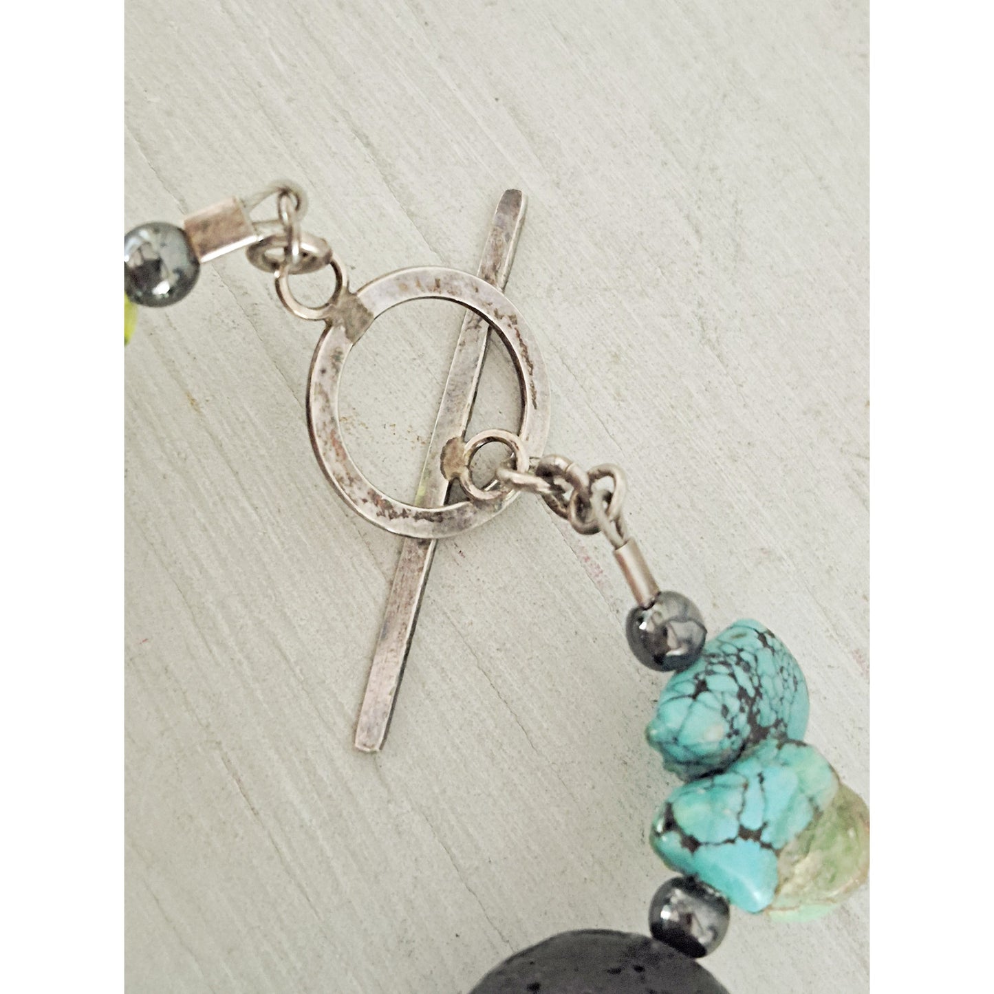 Vintage Artisan Turquoise Howlite Turquoise, Multi-stone and Glass Bracelet