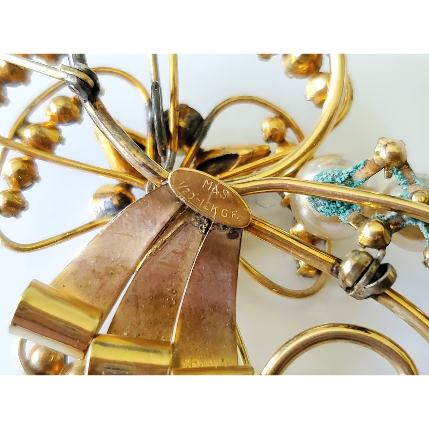 Vintage Gold Fill White Rhinestone Cocktail Set of Earrings and Brooch