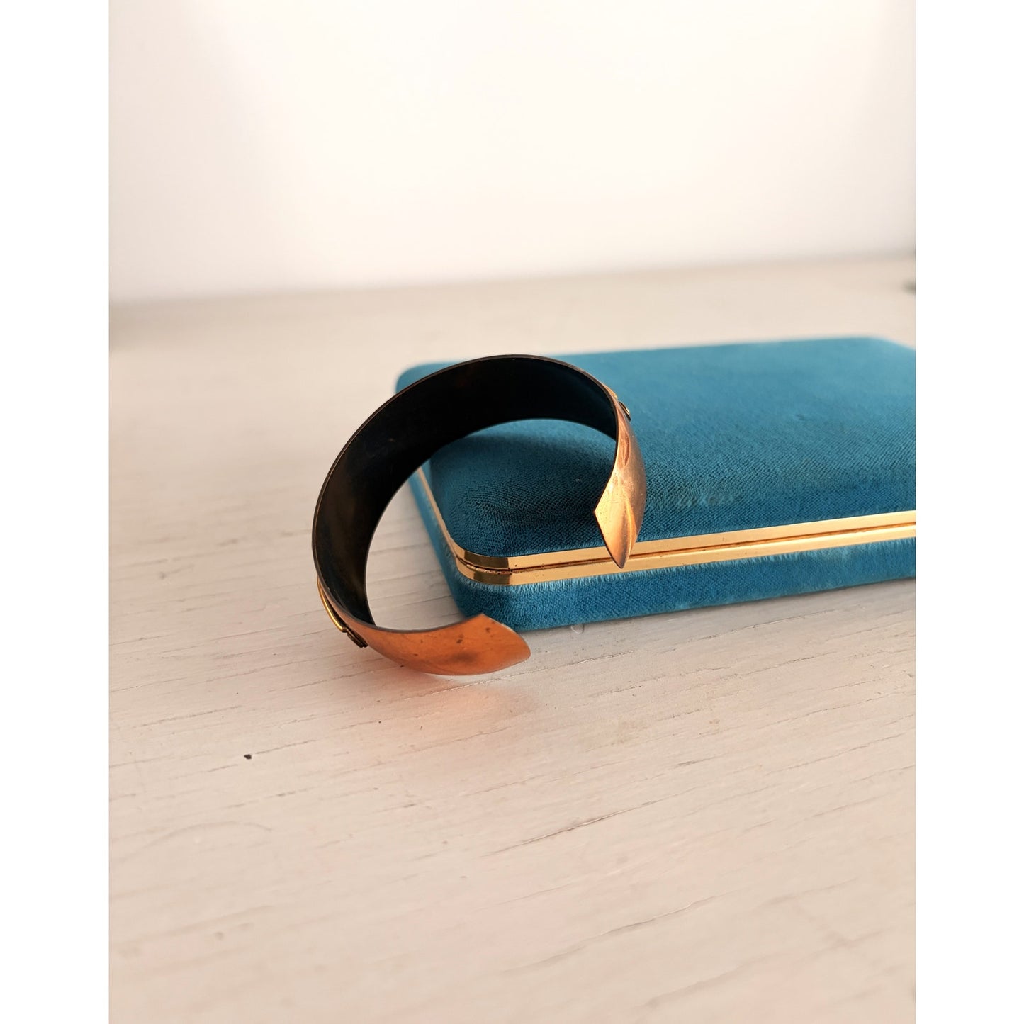 Vintage Copper Faux Turquoise Cuff Bangle Bracelet