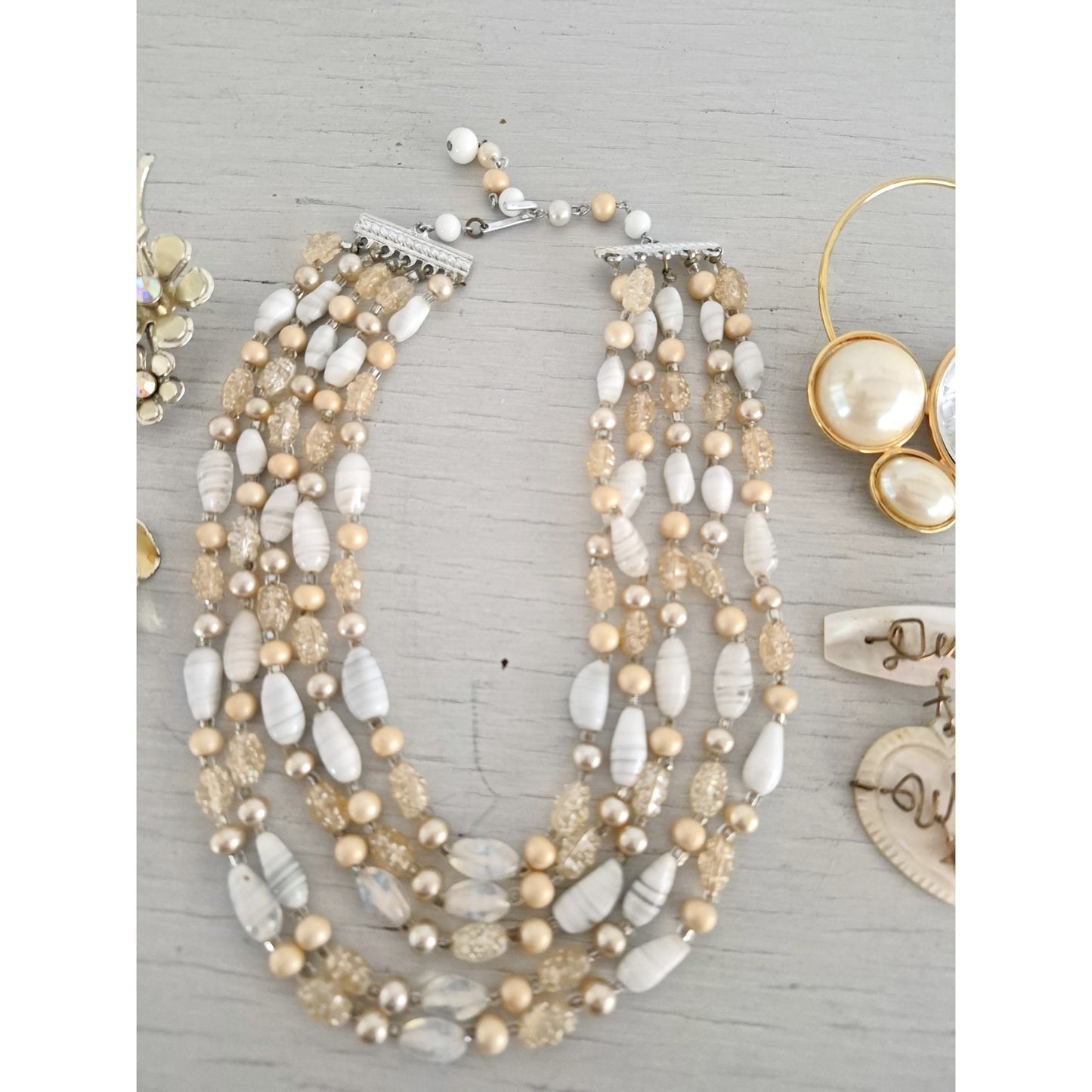 Vintage Gold and Cream Jewelry Lot