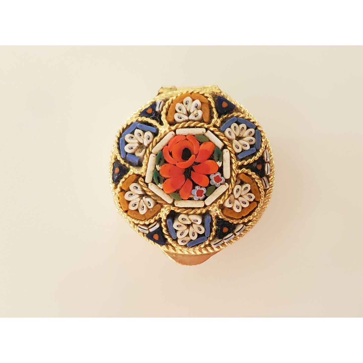 Vintage 1940s Micro Mosaic Italian Tile Pill Box