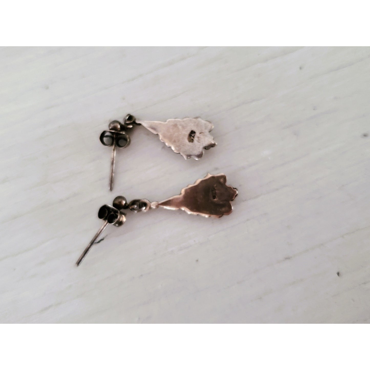 Vintage Dainty Onyx Sterling Silver Dangle Earrings
