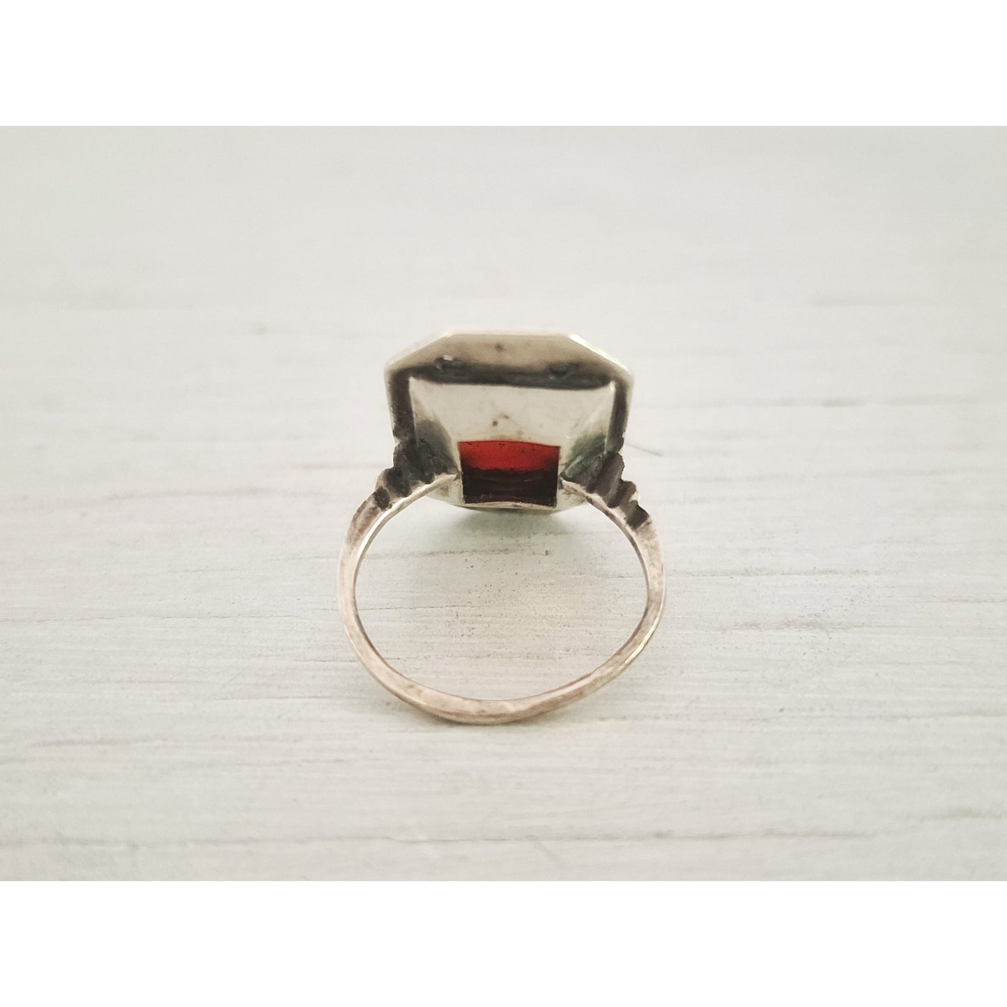 Antique 1920s Art Deco Carnelian and Marcasite Sterling Silver Ring