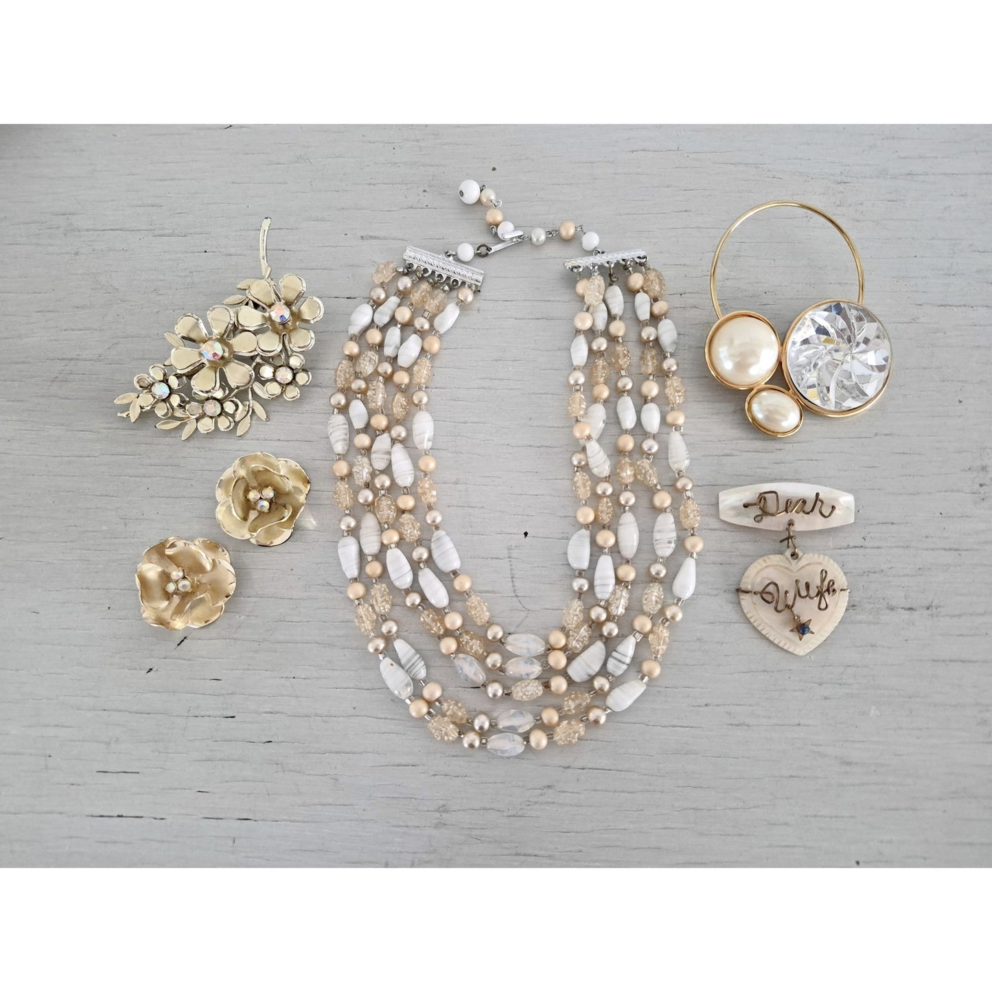 Vintage Gold and Cream Jewelry Lot