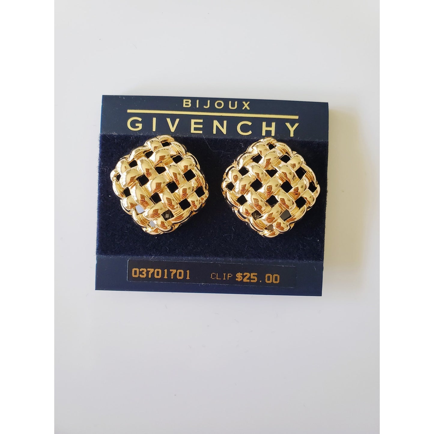 Vintage Givenchy Basketweave Clip on Earrings