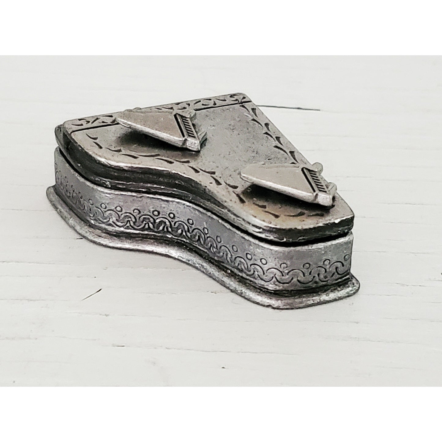 Vintage Pewter Torino Grand Piano Earring Trinket and Brooch Set