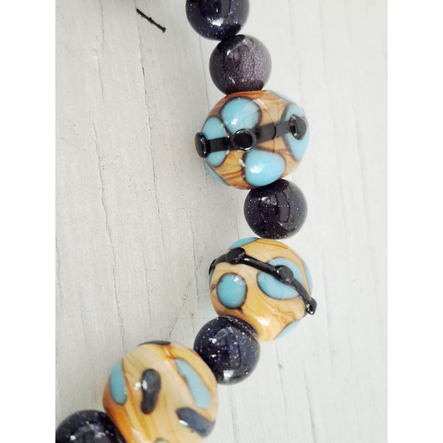 Vintage Lamp Work Glass Bead Bracelet