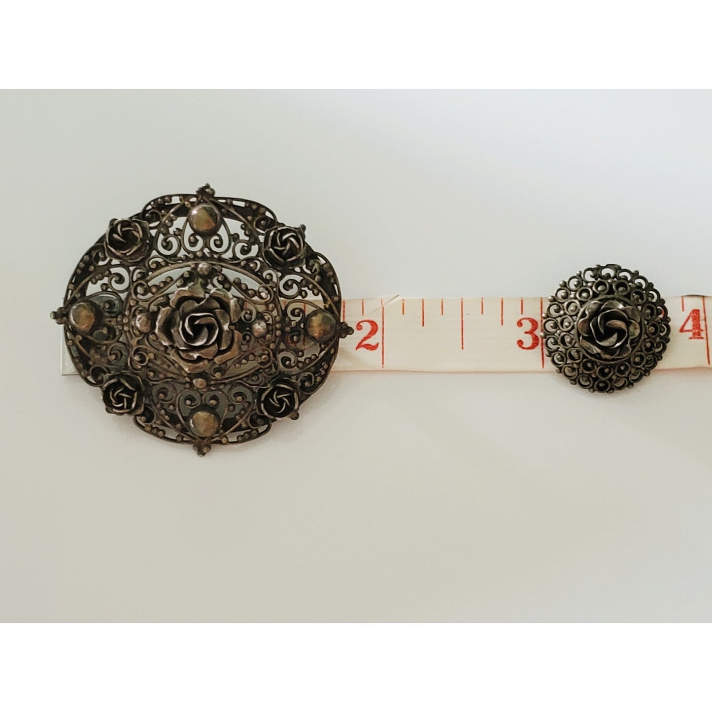 Vintage Art Deco 800 Silver Brooch and Earring Set