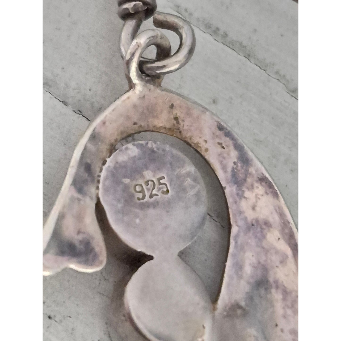Vintage Sterling Silver Wing Mother of Pearl Dangle Earrings