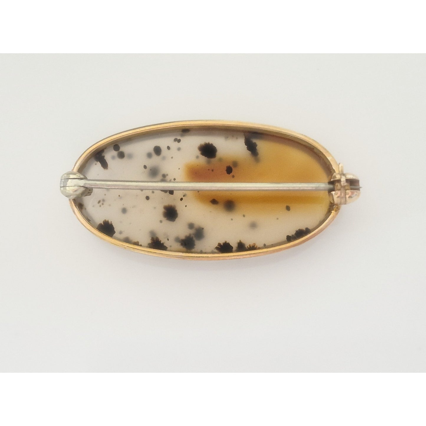 Vintage 14K Gold Montana Agate Brooch Pin