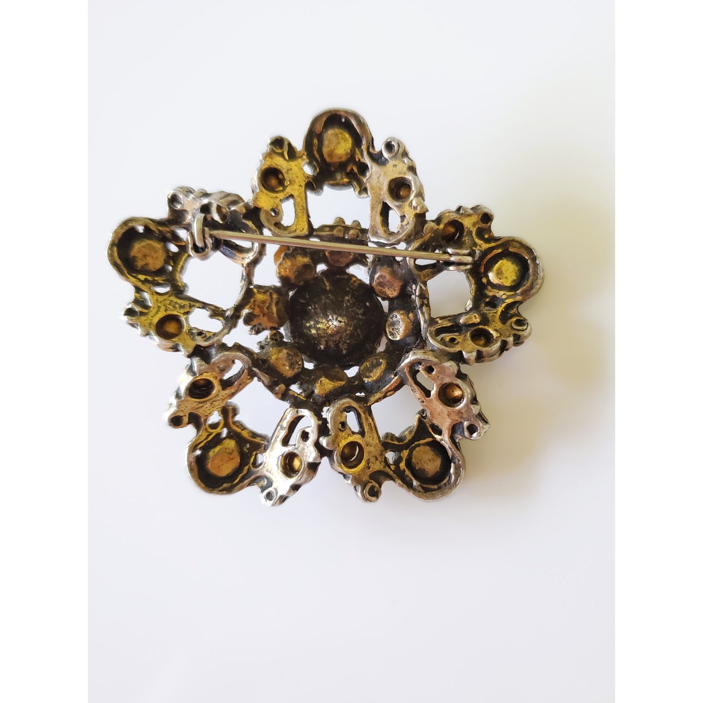 Vintage Purple Rhinestone Floral Brooch