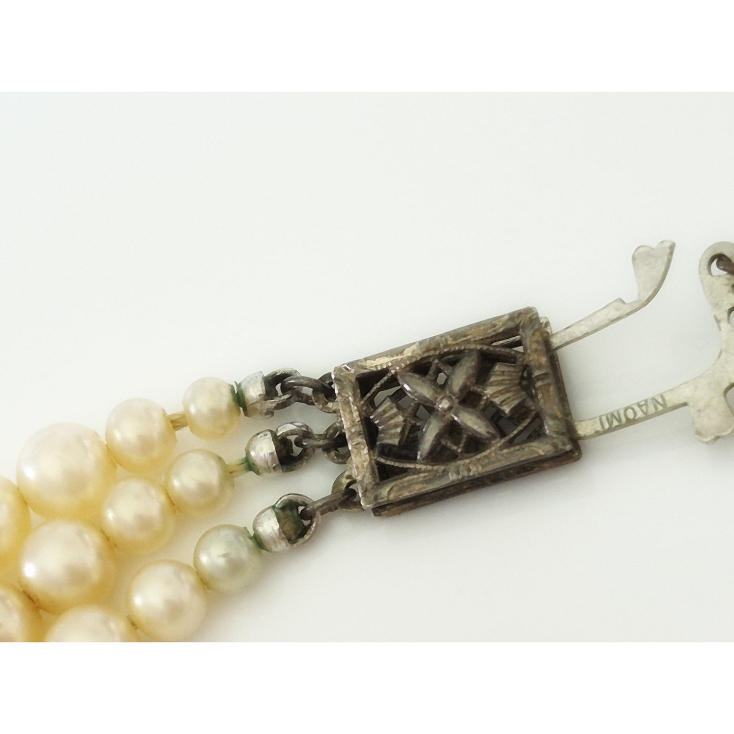 Vintage Triple-strand Faux Pearl Choker Naomi Designer Necklace
