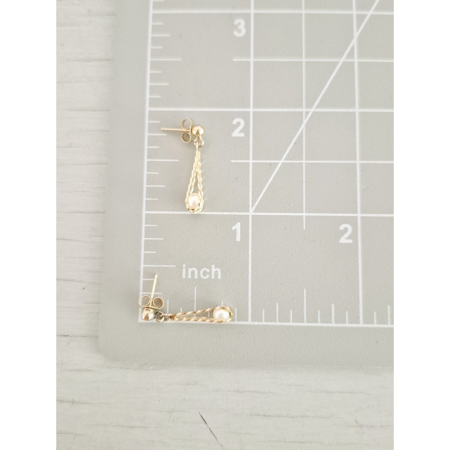 14K Gold Mini Cultured Pearl Dangle Earrings
