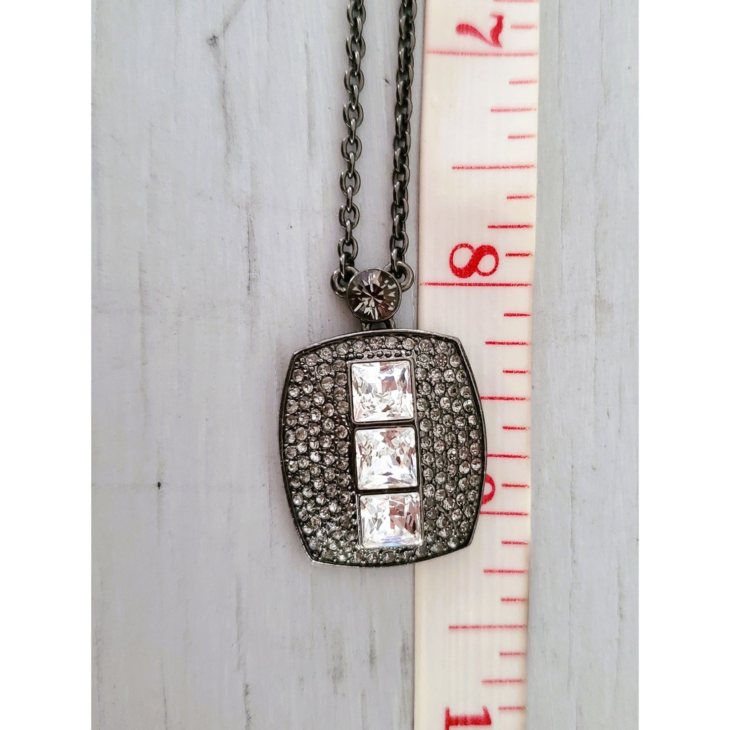 Givenchy Gunmetal Pave Crystal Necklace