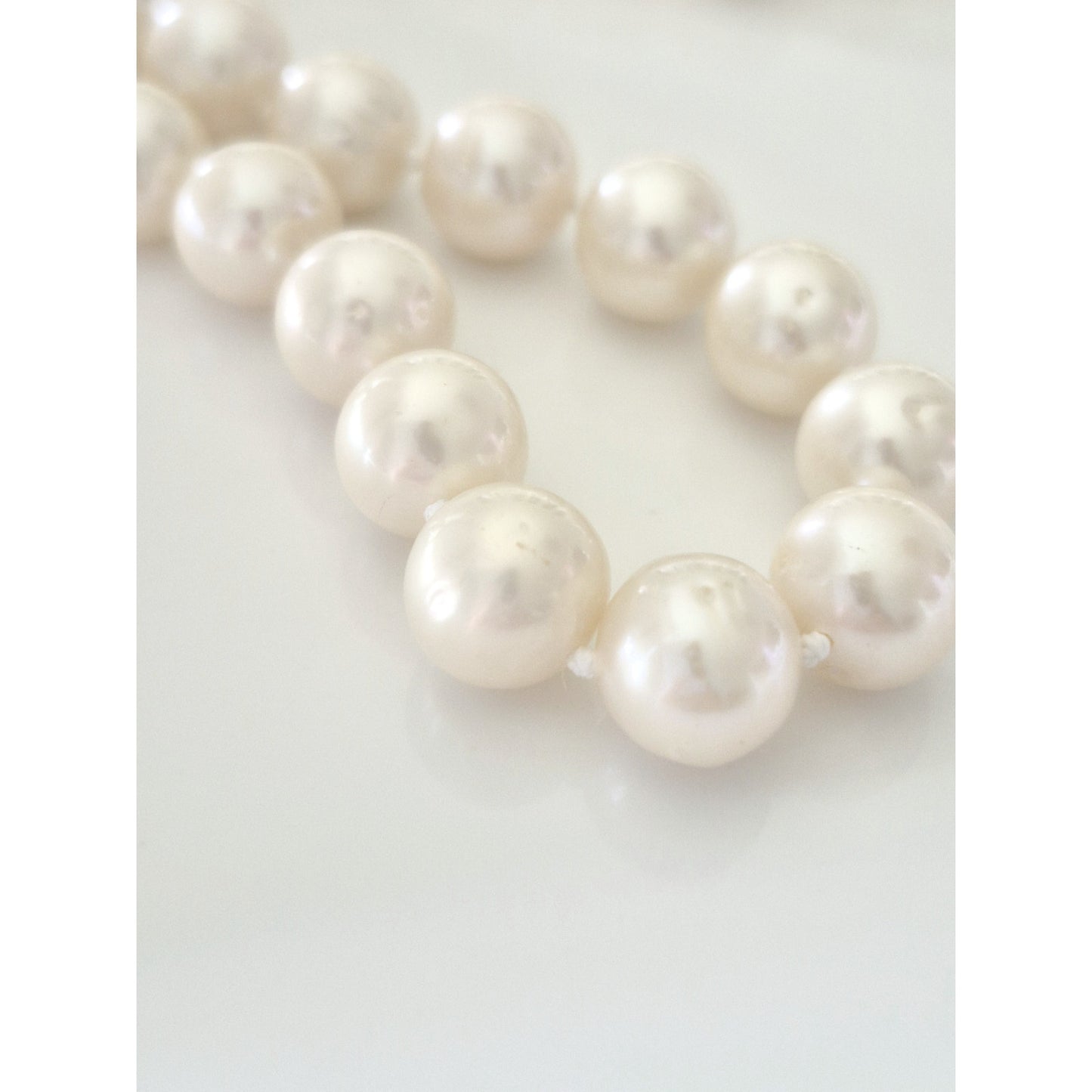 Vintage Sterling Silver Knotted 8mm Cultured Pearl Necklace