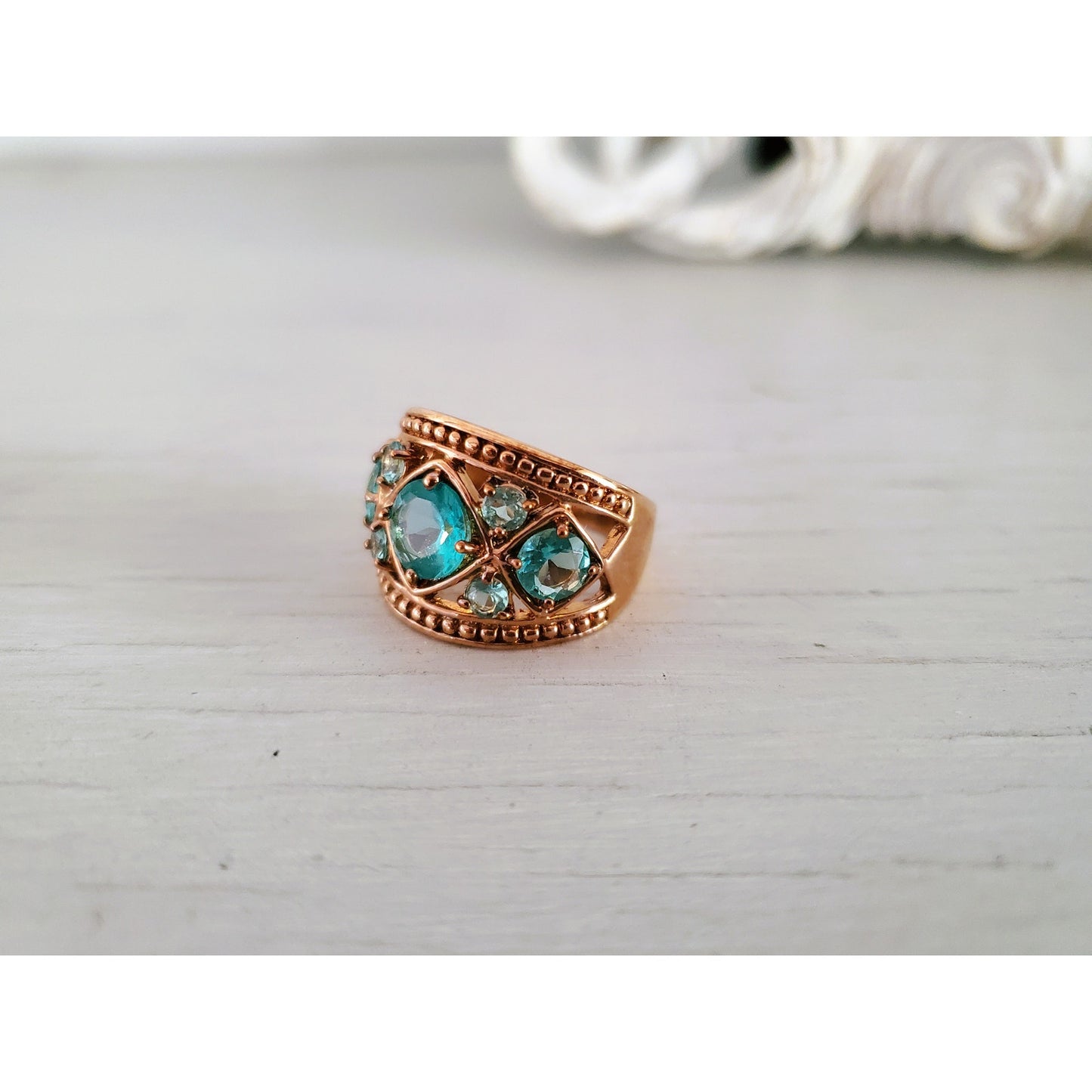 Vintage 1980s Ross Simons Sterling Silver Topaz Ring