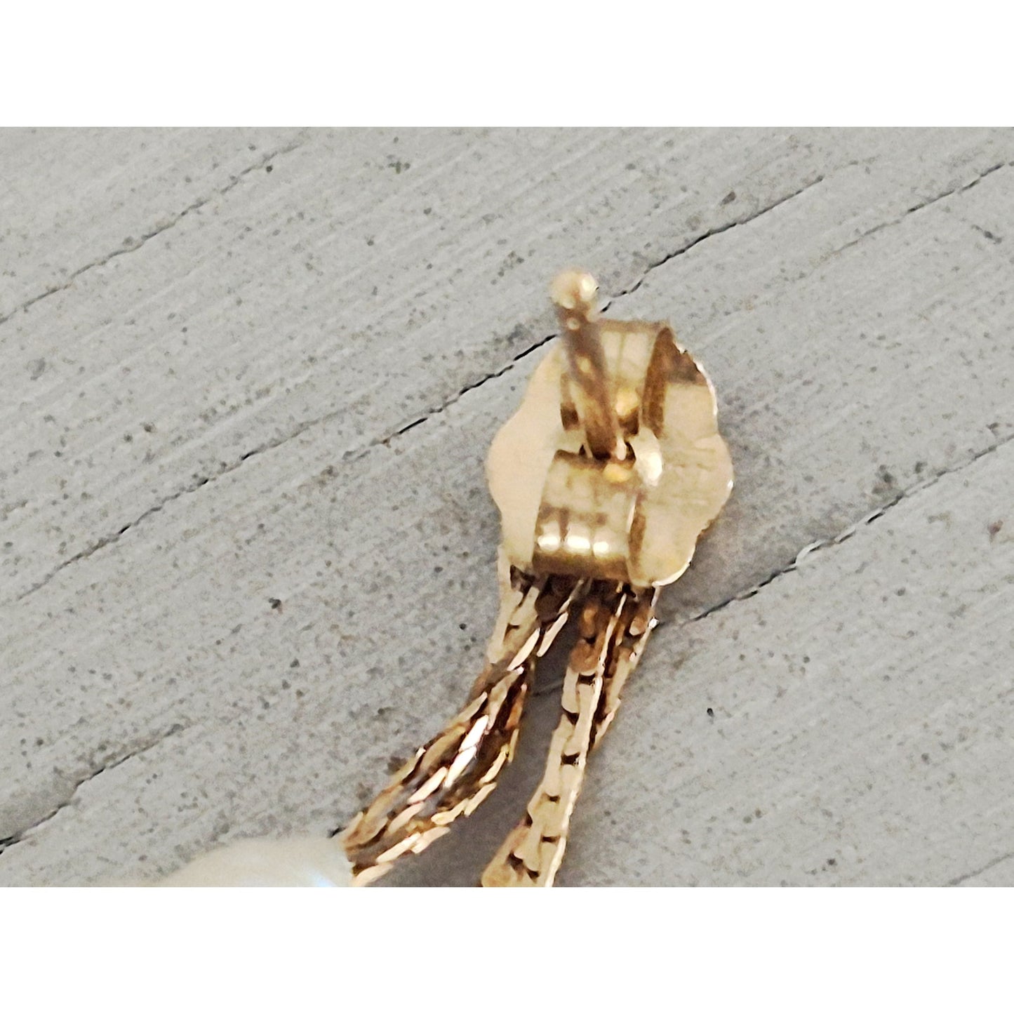 Vintage 14K Gold Rice Pearl Dangle Earrings