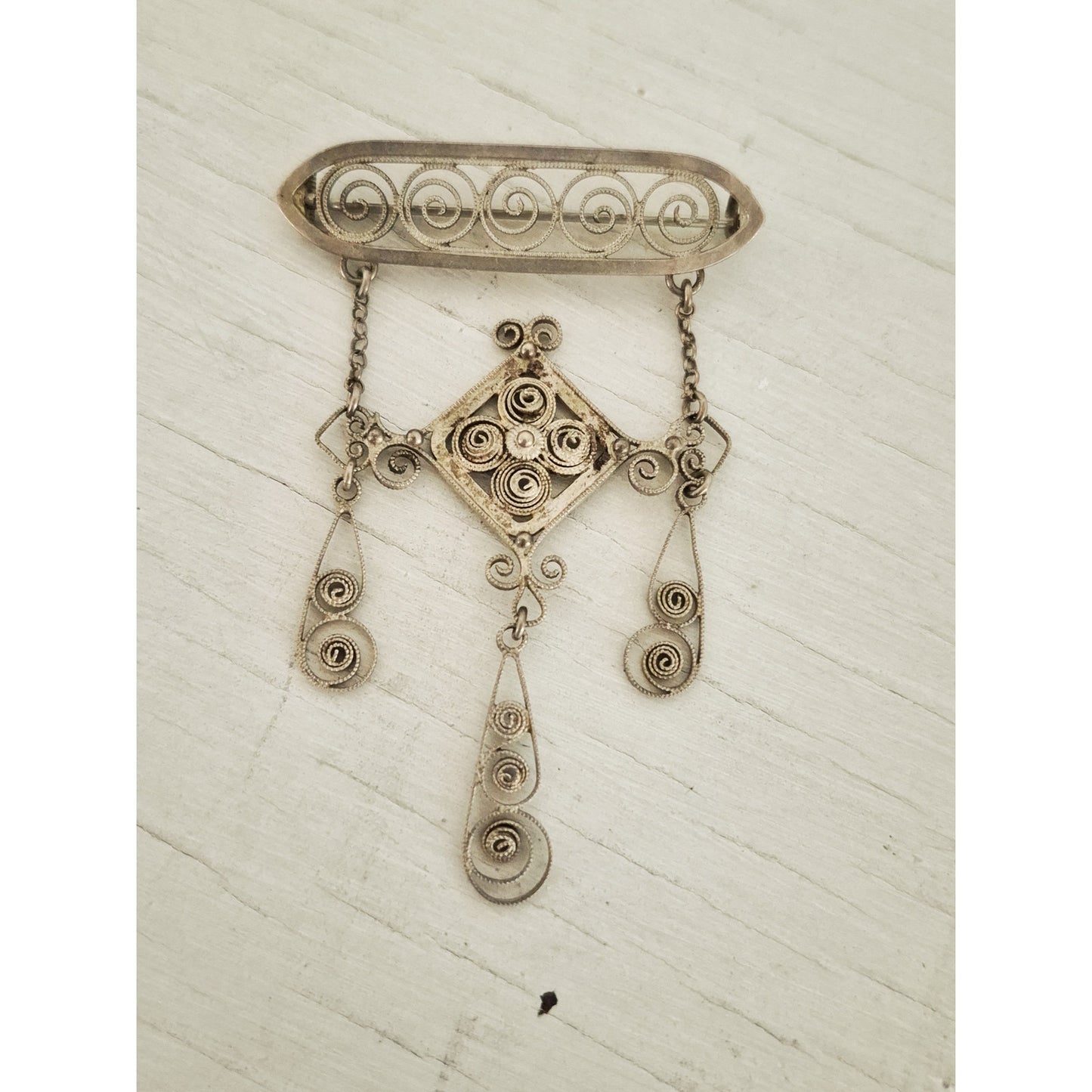 Vintage Antique Silver Scandinavian Solje C-Clasp Pin Brooch