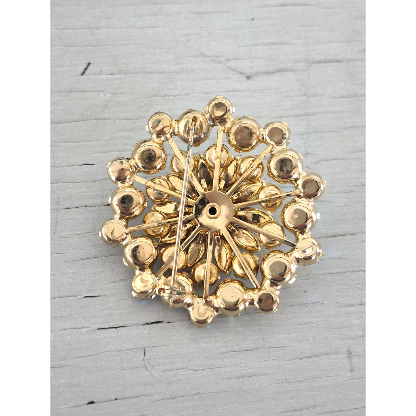 Vintage AB Blue Floral Wreath Brooch