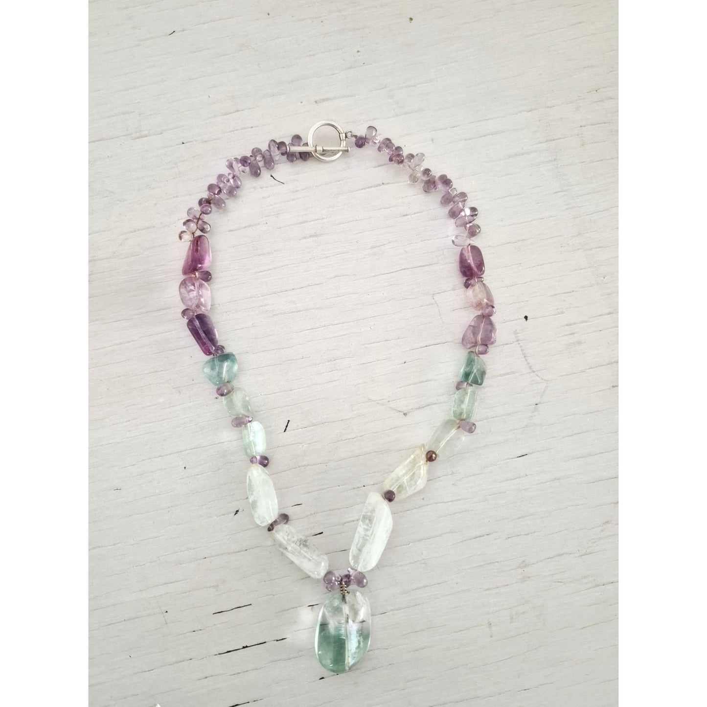Beaded Multi Stone Purple and Blue Glass Necklace