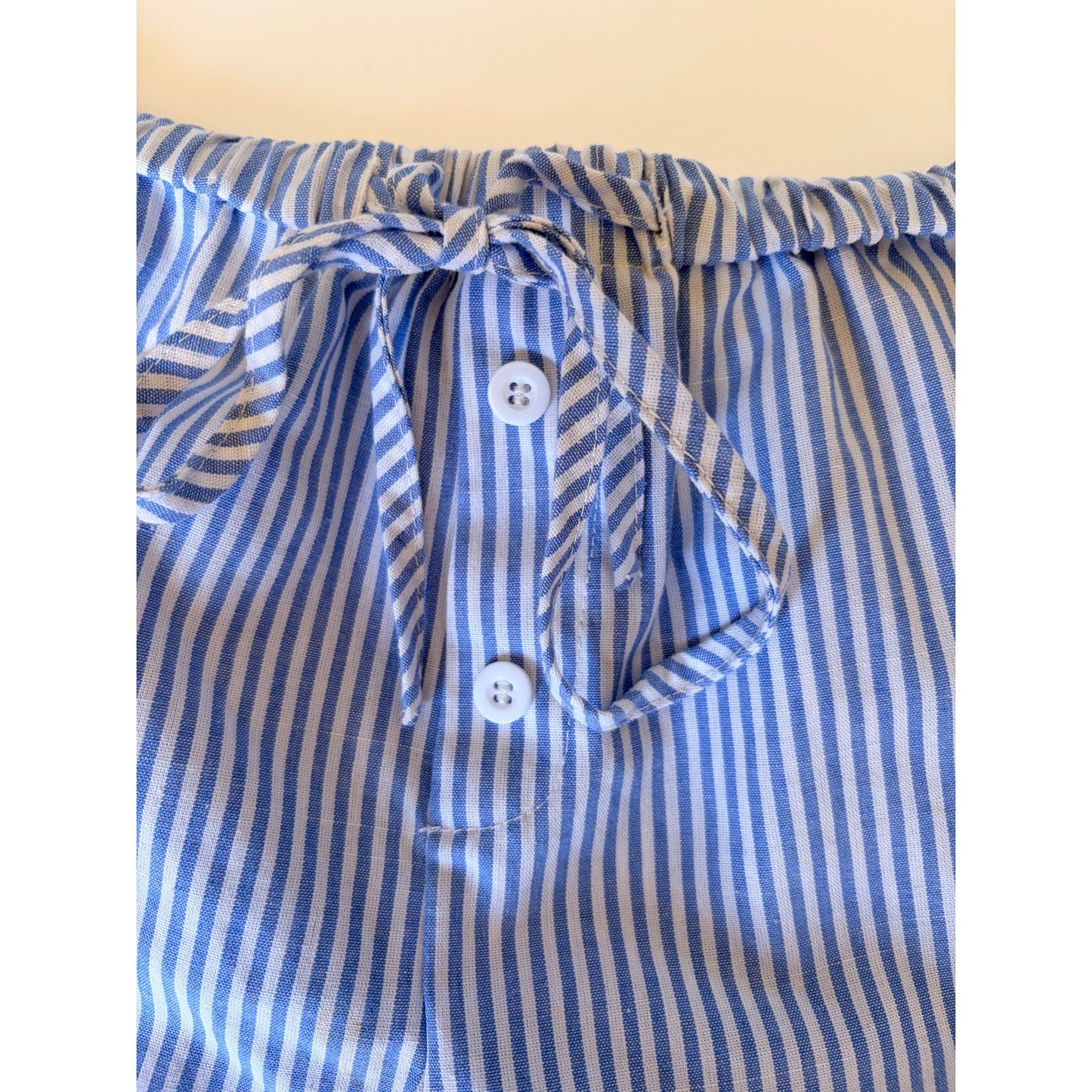 Blue and White Striped Shorts