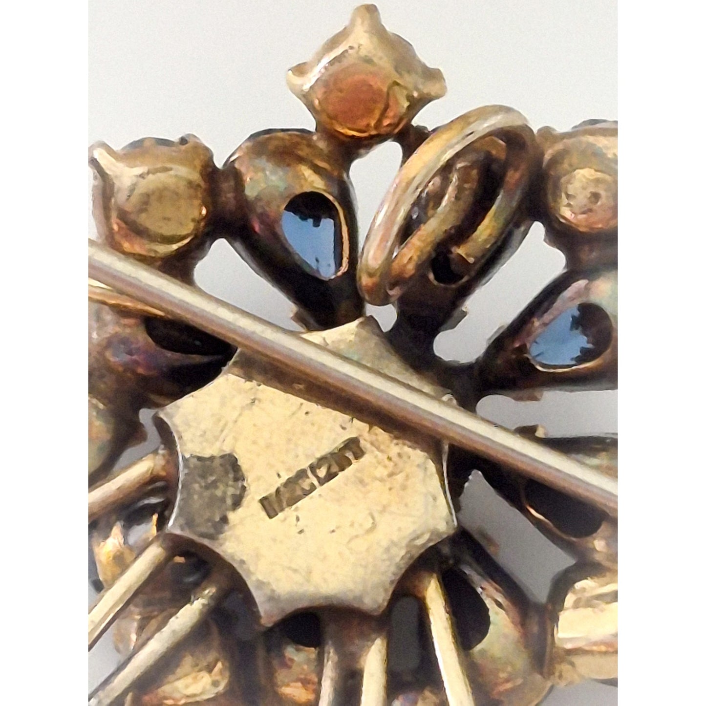 Vintage 1940s Blue and Clear Rhinestone Brooch Pendant