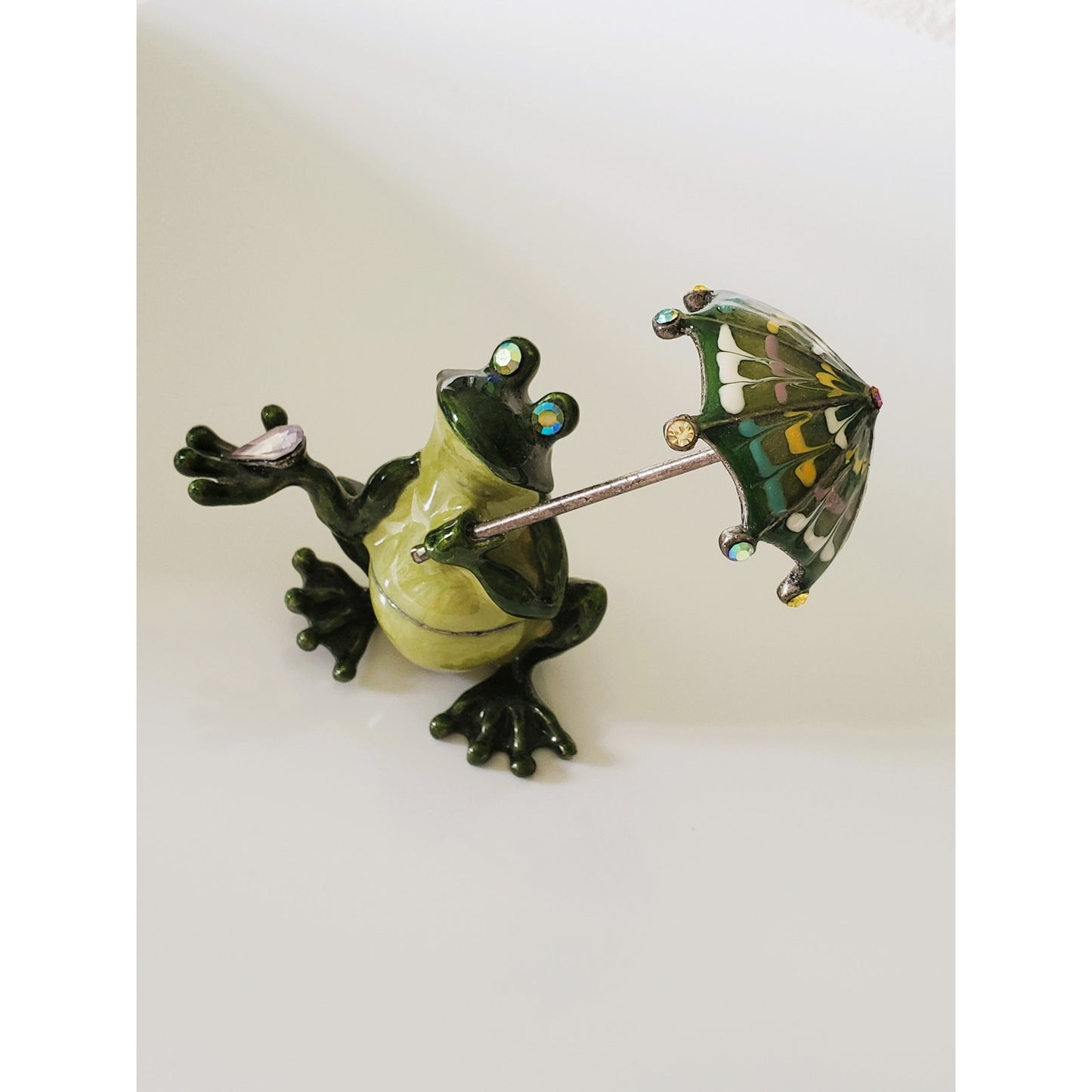 Vintage Green Frog Jewelry Trinket Holder