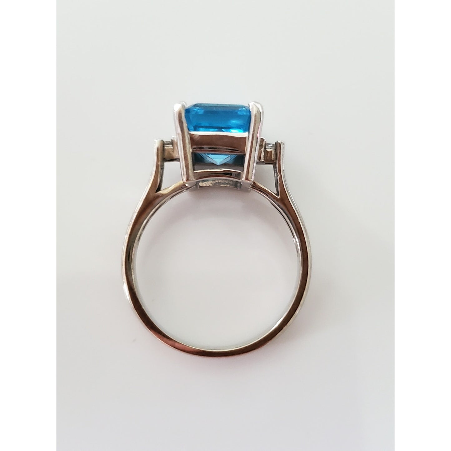 Vintage 14K White Gold Topaz and Diamond Ring