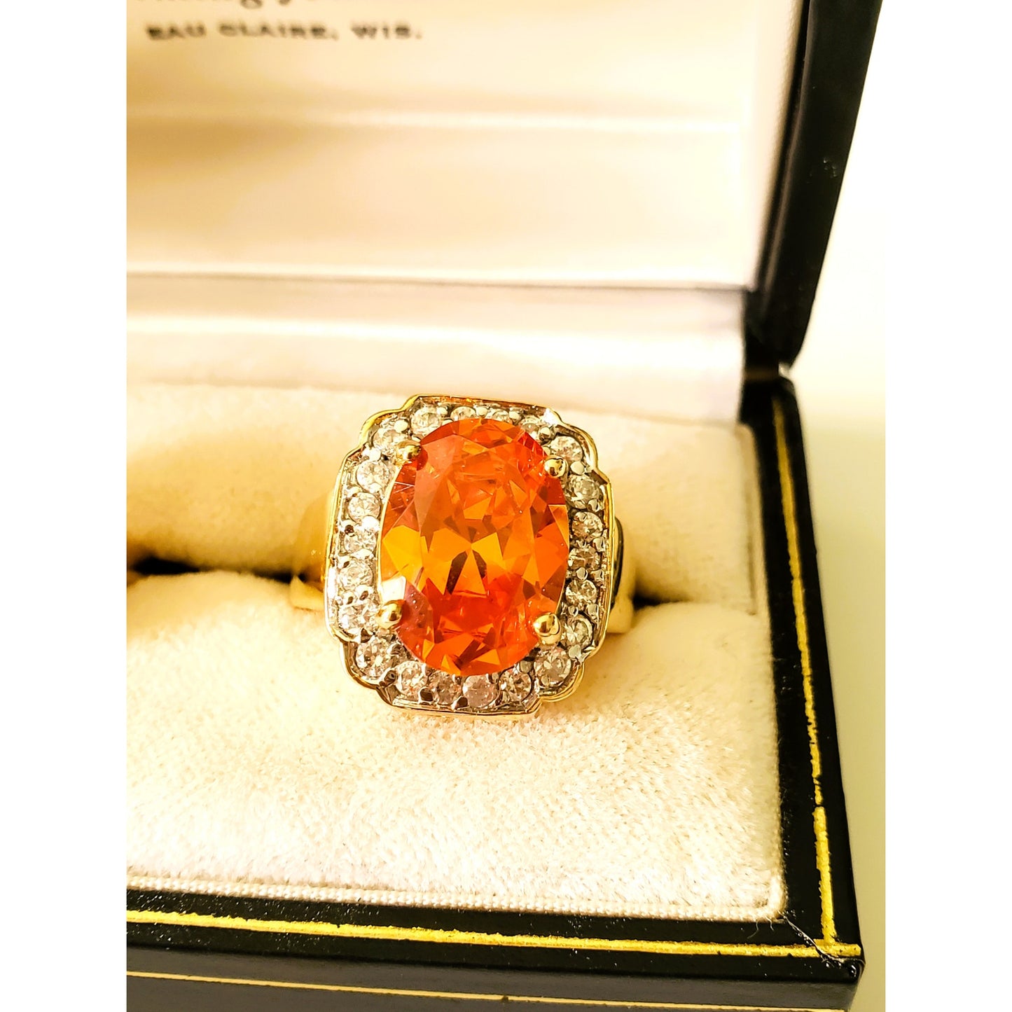 Vintage Orange and Amber Gold Plated Ring Lot