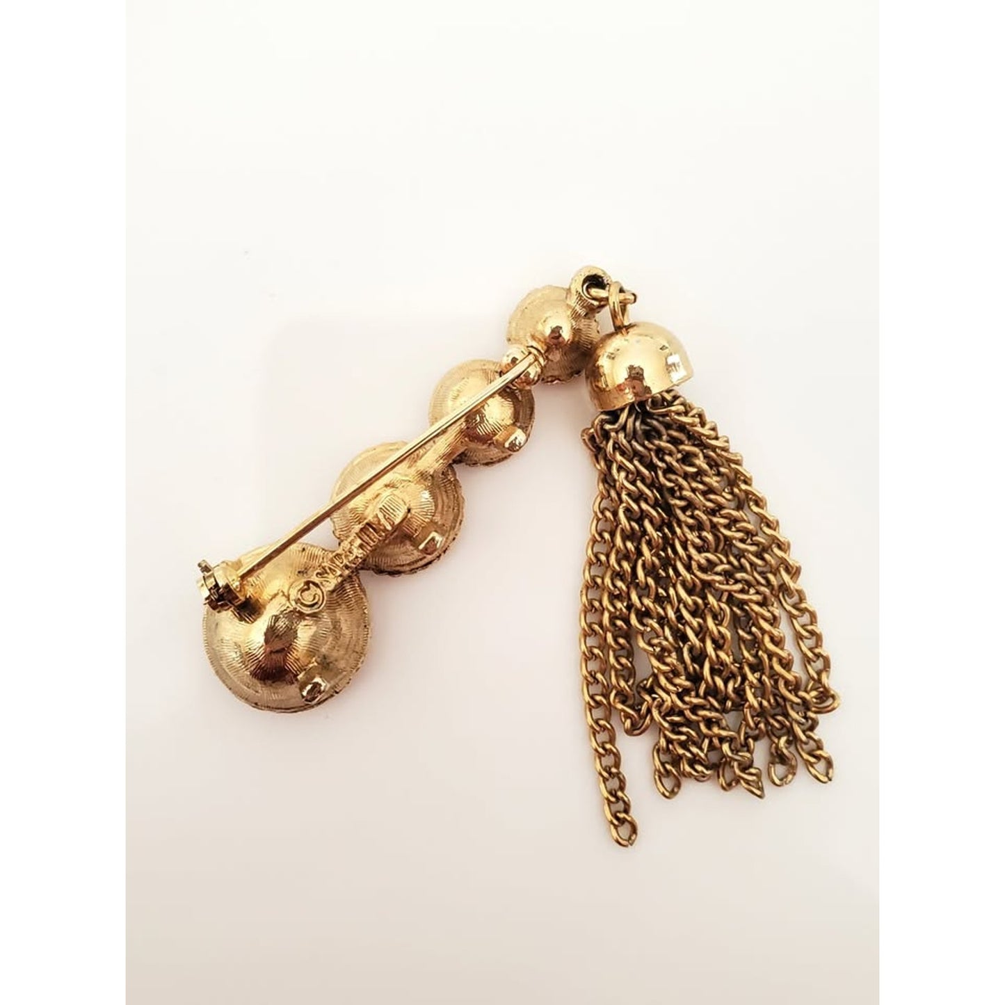 Vintage Sara Coventry brooch with Pink Rhinestones and Tassel