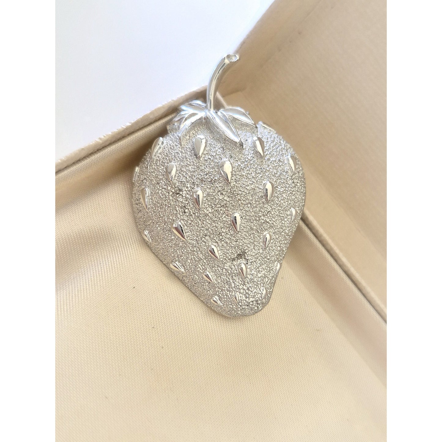 Vintage Silver tone Sarah Coventry Strawberry Brooch