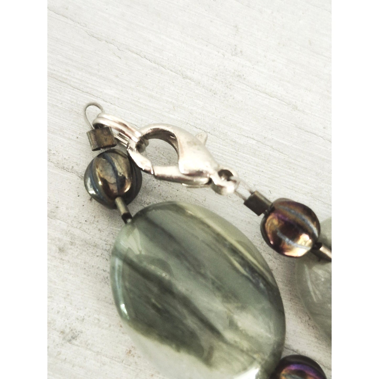 Vintage Green Glass Bead Necklace