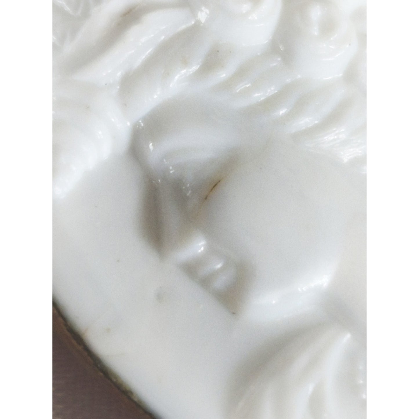 Antique Victorian Pressed Milk Glass Cameo Brooch