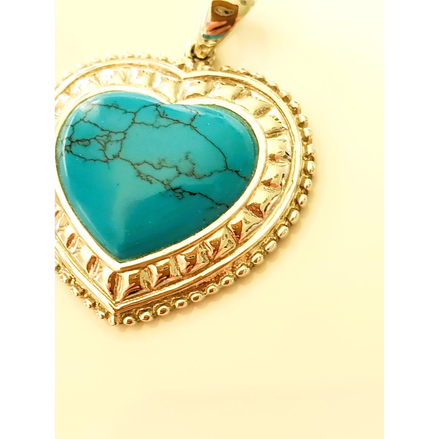 Vintage Lenox Sterling Silver Faux Turquoise Heart Pendant