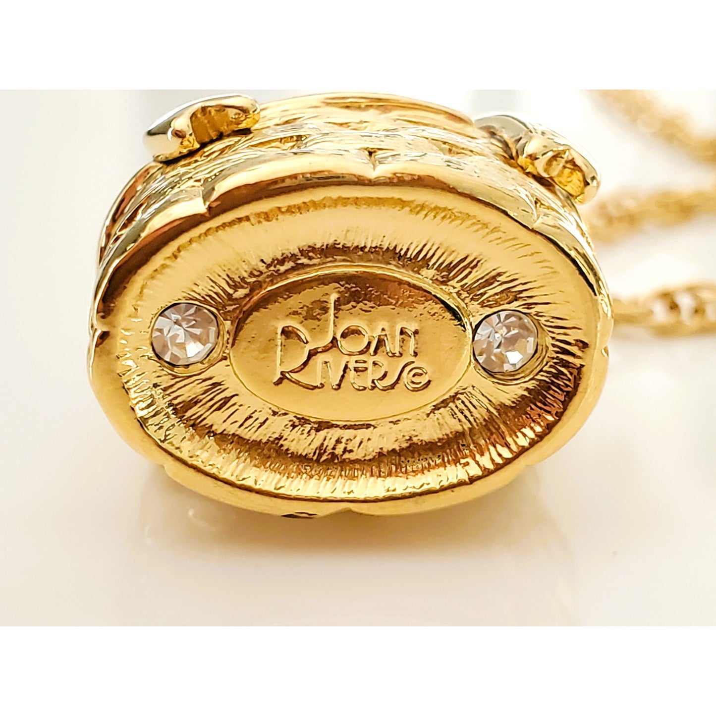 Vintage Joan Rivers and Swarovski Double Gold Tone Dreidel Necklace