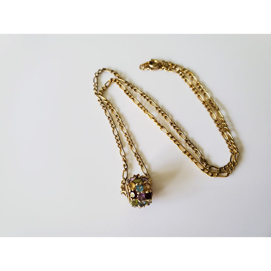 Vintage Multi-Gemstone 10k Yellow Gold Pendant